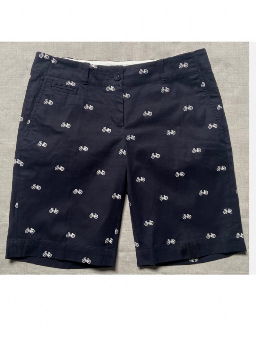 Talbots Bicycle BermudaShorts Women Petite Navy Blue Pockets Stretch Size 6P FXT